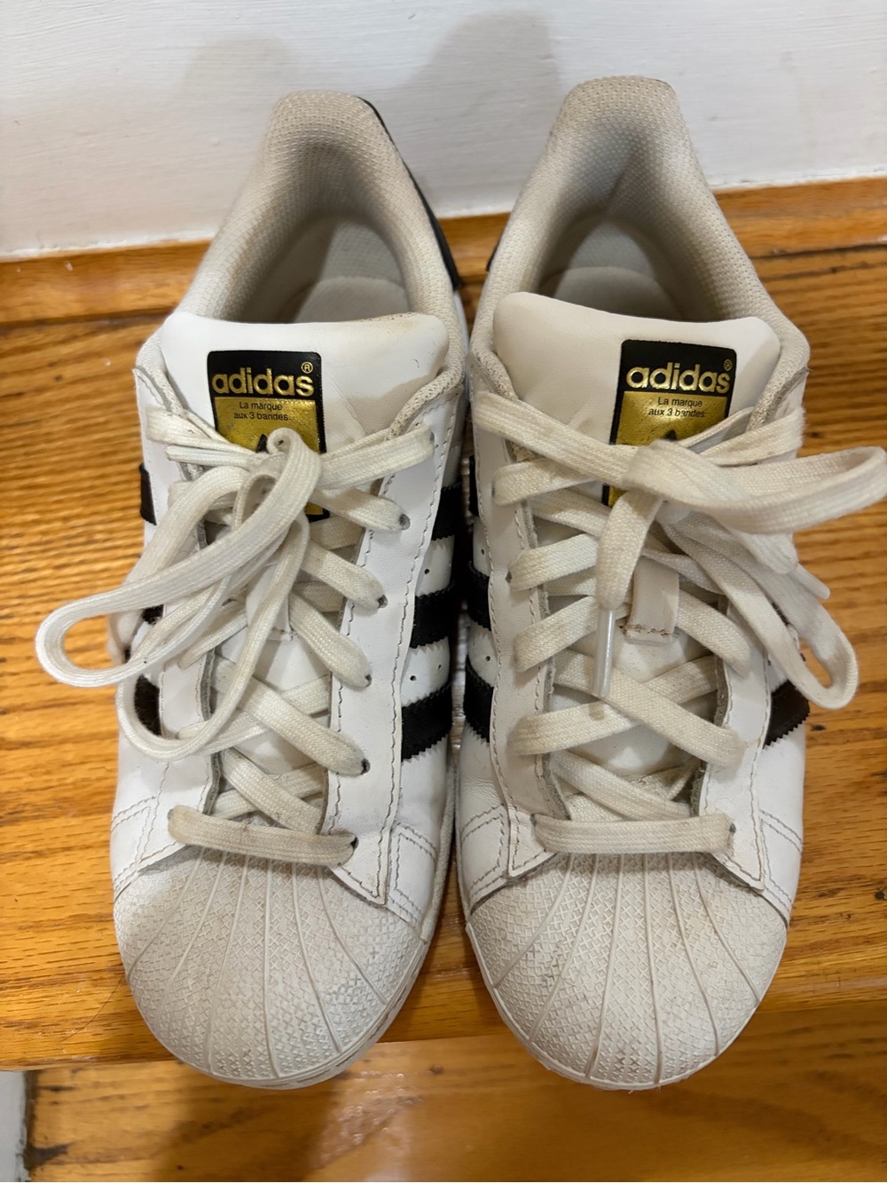 adidas White and Black Women's Classic Shell-Toe Sneakers